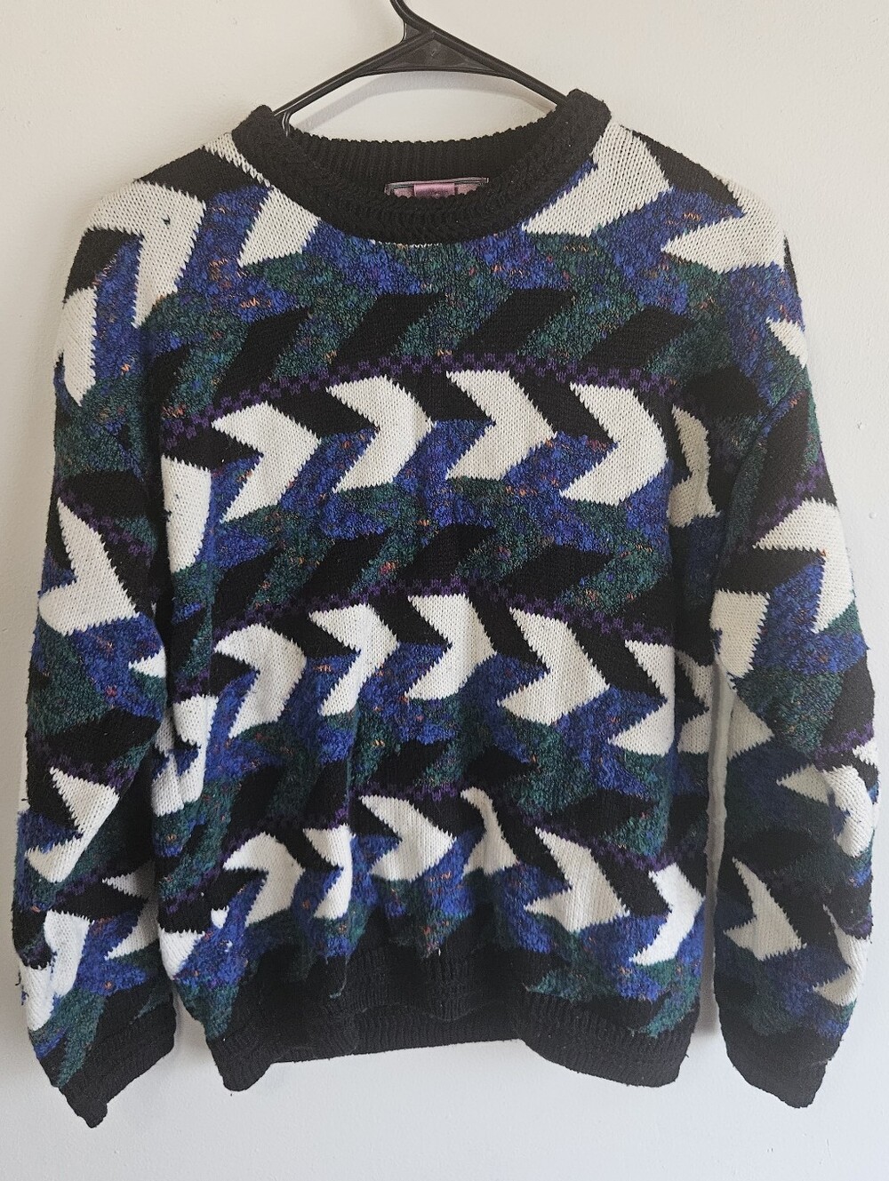 Concrete Vintage 80s 90s Geometric Abstract Knit Crewneck Sweater Large 16-18